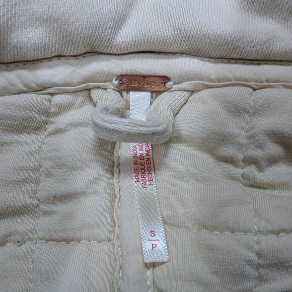 Free People Jacket Womens S Beige Vanilla Creme Dolman Quilted Knit Oversized - Picture 4 of 11